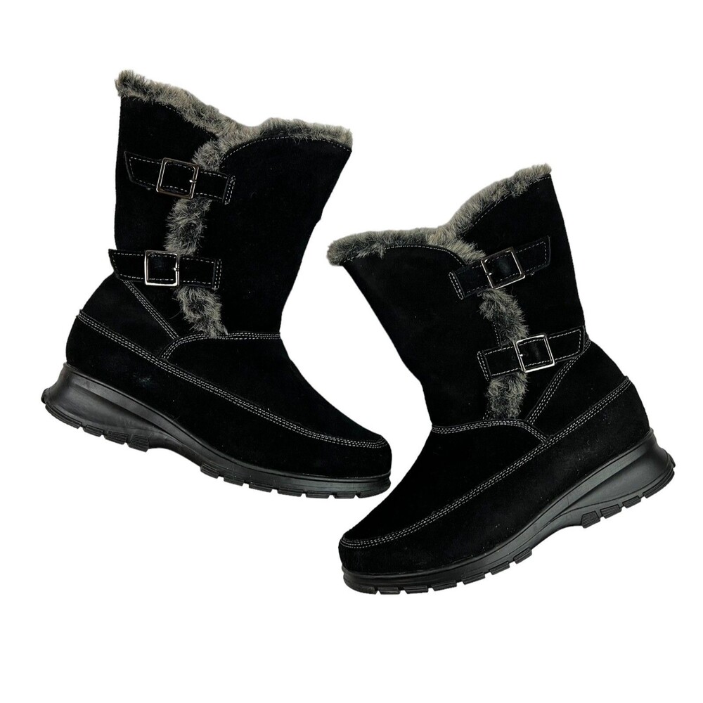 Aquatherm by Santana Womens Fur Lined Constance Winter Boots US 8 Black Suede